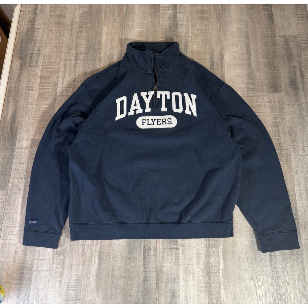JanSport Dayton Flyers Quarter Zip Sweatshirt Navy Blue Mens XL Pullover Fleece